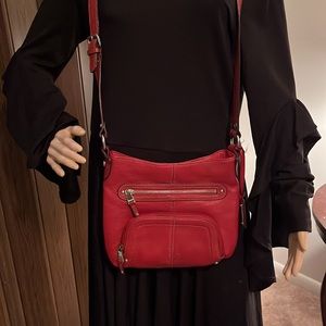 Tagnanello red leather crossbody pocketbook